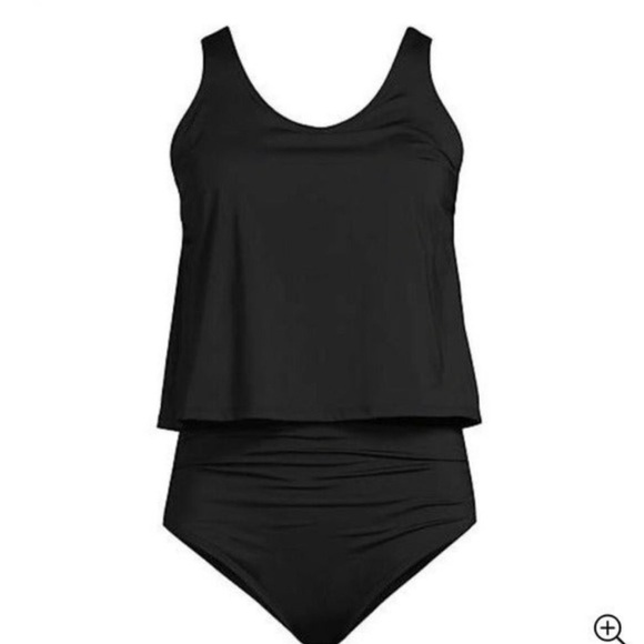 Land's end swimsuit black FAUXKINI V-NECK - Picture 7 of 7